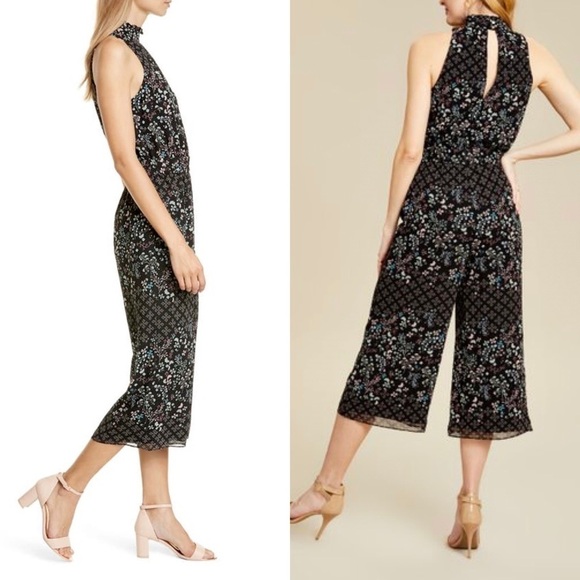 NWT‎ TED BAKER 70s Floral Halter Ruffle Neck Sleeveless Crop Wide Leg Jumpsuit 6 - Picture 9 of 16